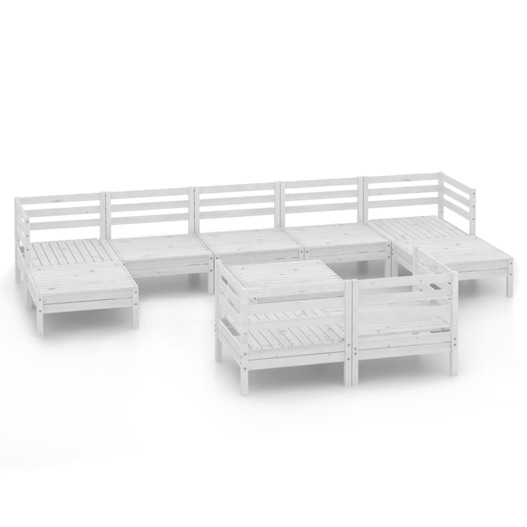Vidaxl 10-Cz. Garden Lounge Set, White, Pine Wood