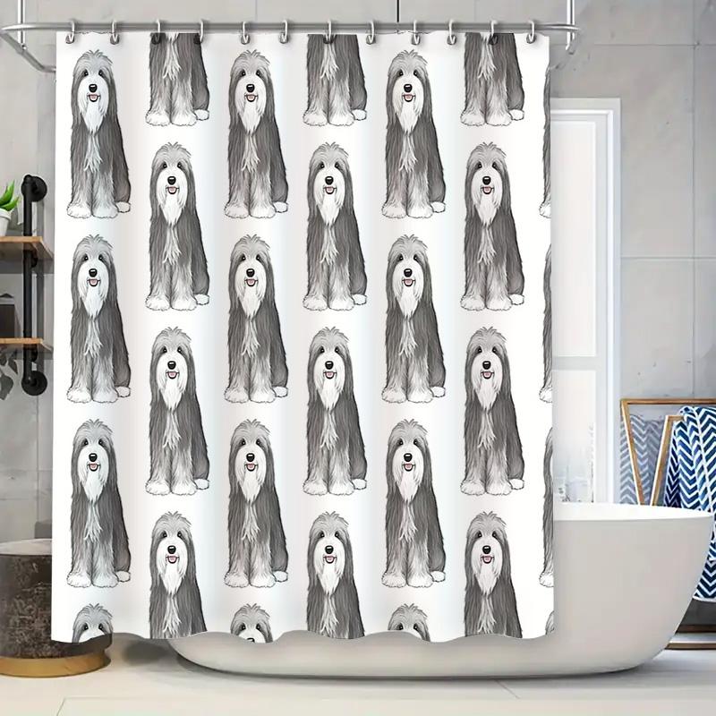 

Dog Shower Curtain Cute Puppy Pet Bathroom Decor Washable Waterproof Fabric Backdrop For Home W60H190(CM)-1 Pcs