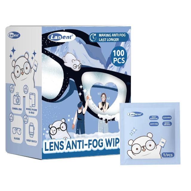 Glasses cleaning wet wipes, anti-fog, disposable, non-abrasive to lenses, soft wiping cloth, screen head dedicated lens cloth 100 anti-fog wipes