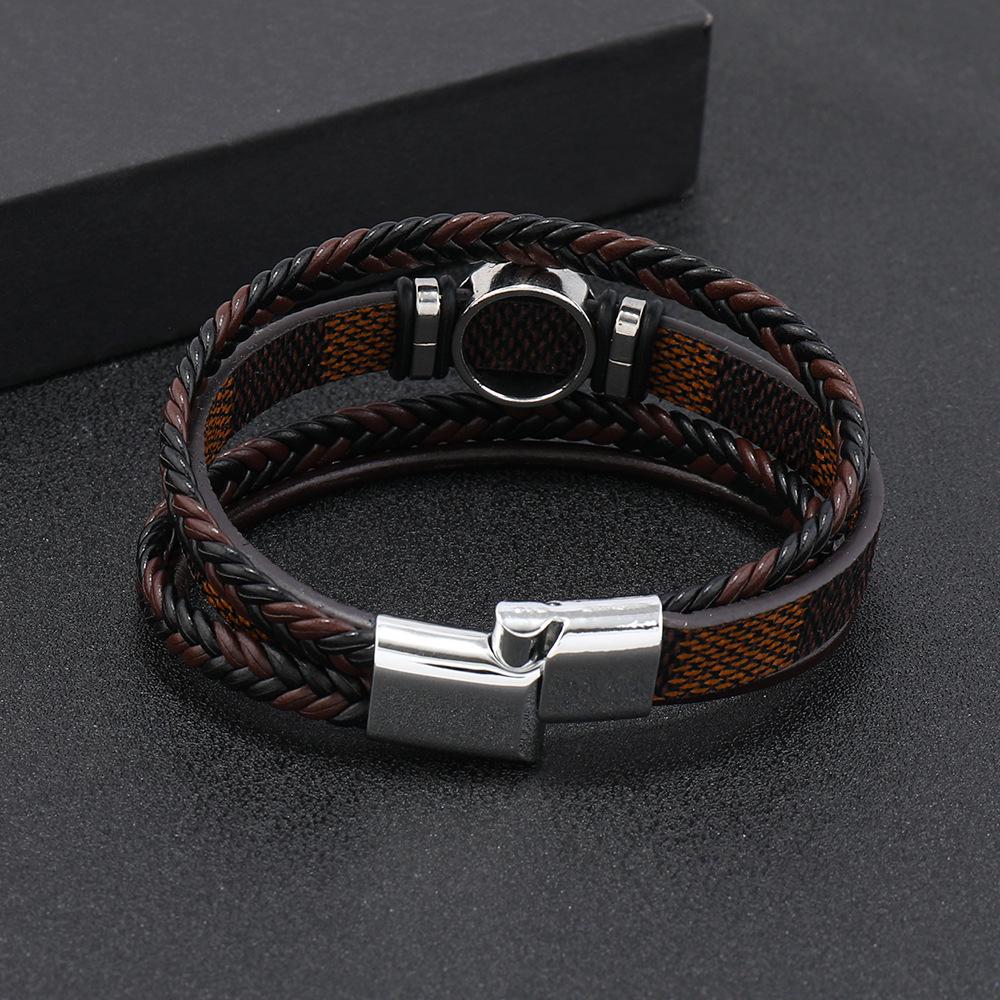 Braided Leather Rope Punk Men's Bracelet with Tree of Life Charm