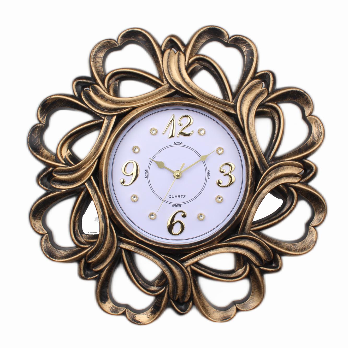 

Ретро Гостиная Бесшумные Настенные Часы Креативное Украшение Стены Настенные Часы Столовая Спальня Кварцевые Часы Copper Gold