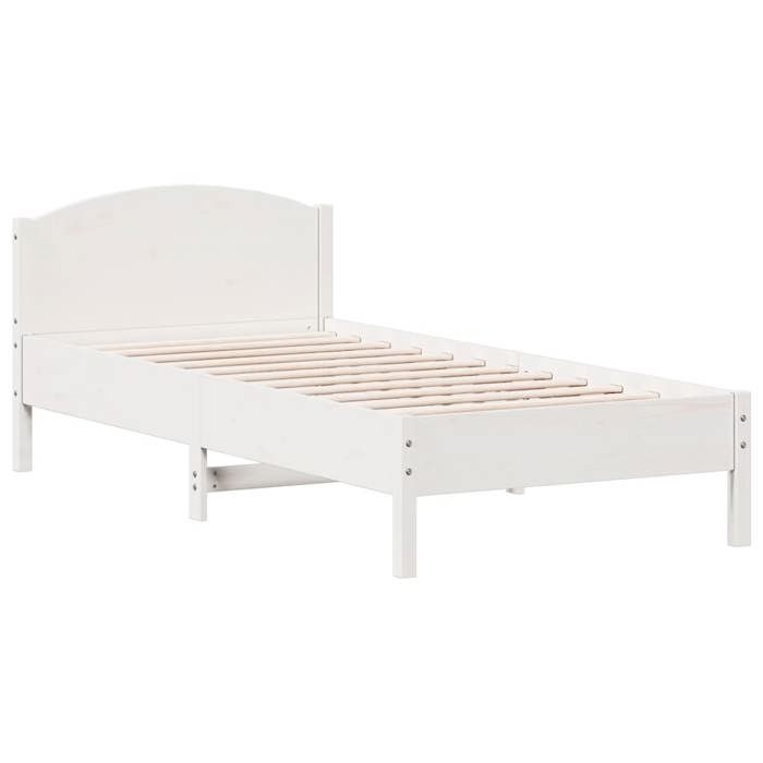VidaXL Bed Frame with Headboard White 90x200cm Solid Pine Wood 842619