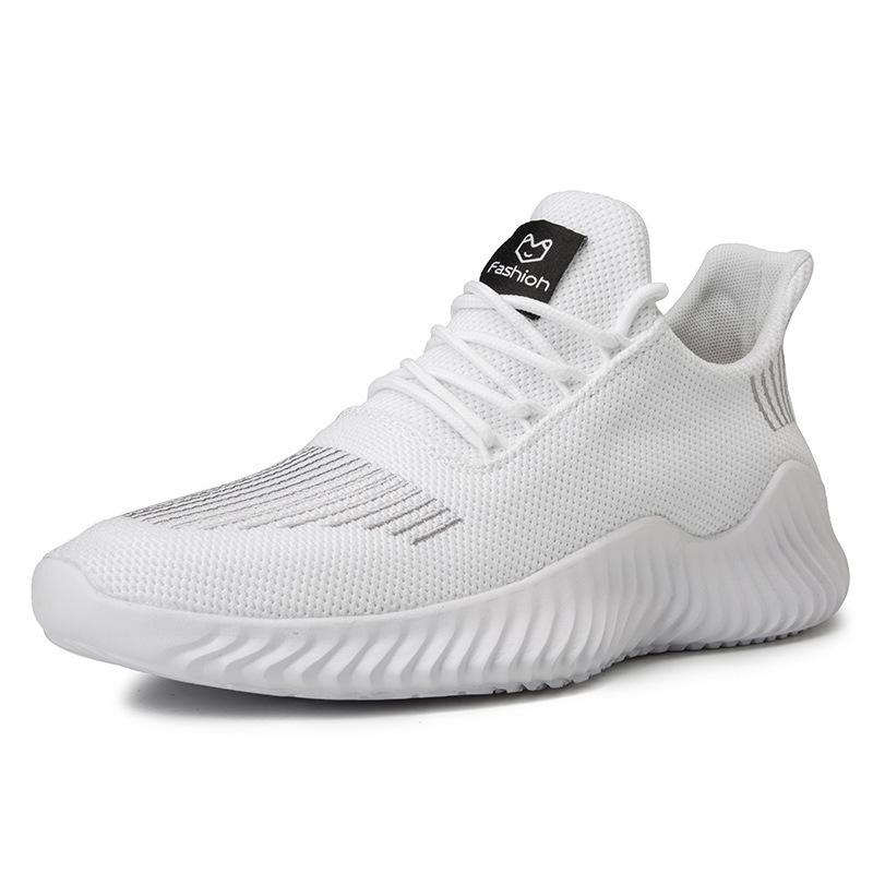 Summer new fly knit sneakers plus size casual lightweight breathable running shoes 39 белый