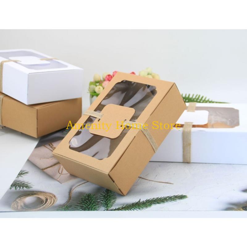 F26C Cake Boxes Paper Candy Box Paper Treat Boxes 12PCS for Biscuits Cookie Desserts