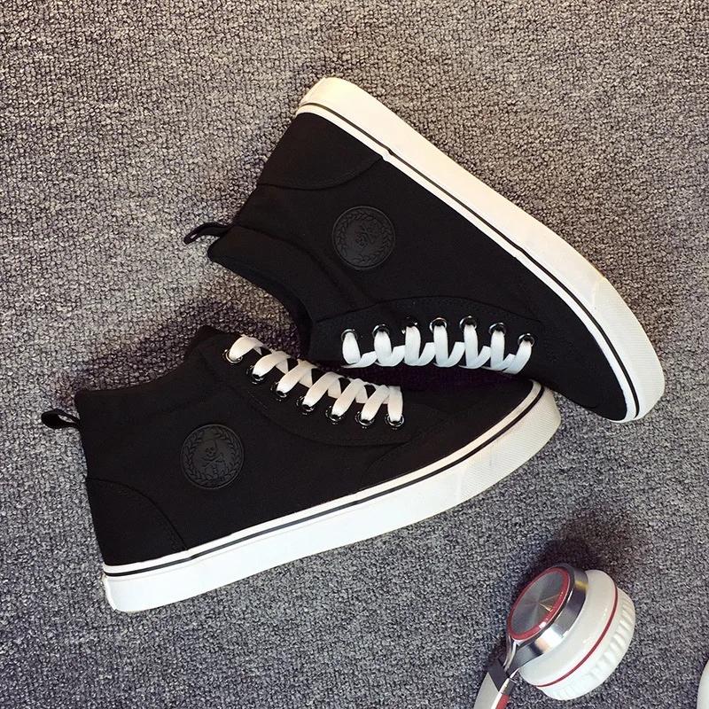 Mens High top Footwear Fashion Canvas Shoes Flat High top Men's Casual Shoes Cool Street Brand Shoes Classic Black White A136