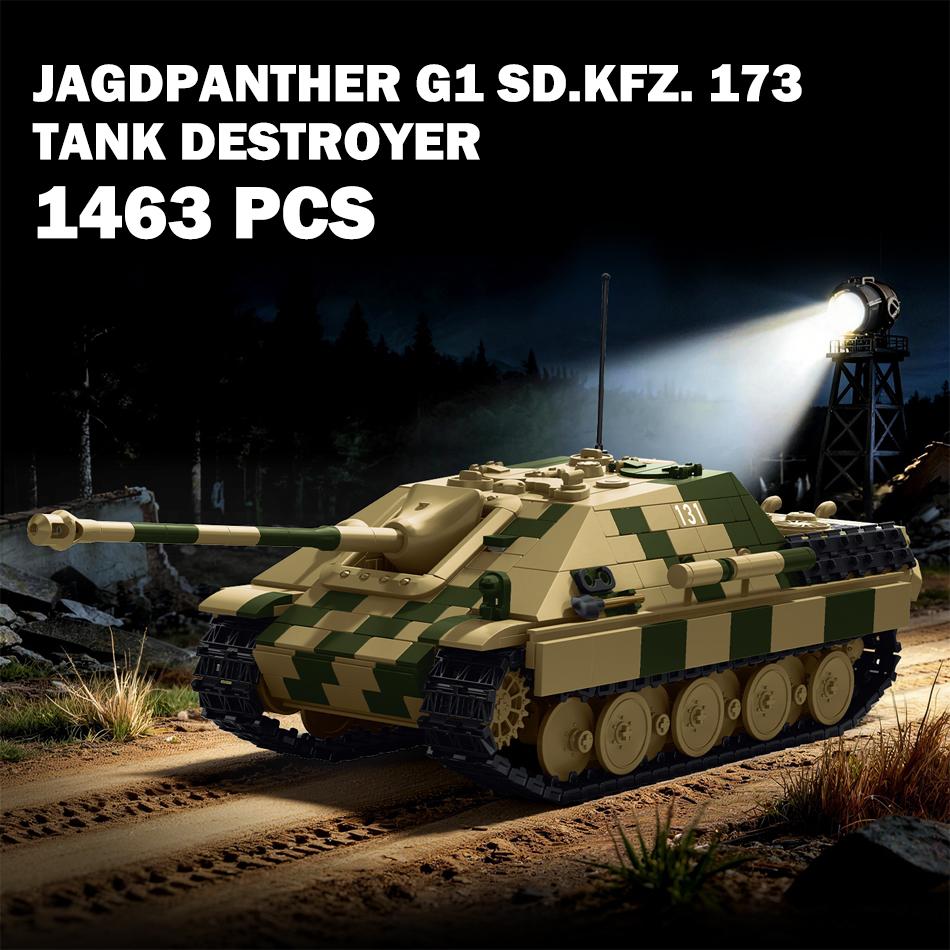 Activating Toys Unisex Ww2 Military Jagdpanther G1 Sd.kfz. 173 Tank Destroyer Building Blocks War World 2 German Hunting Panther Tank Bricks Toys Gifts