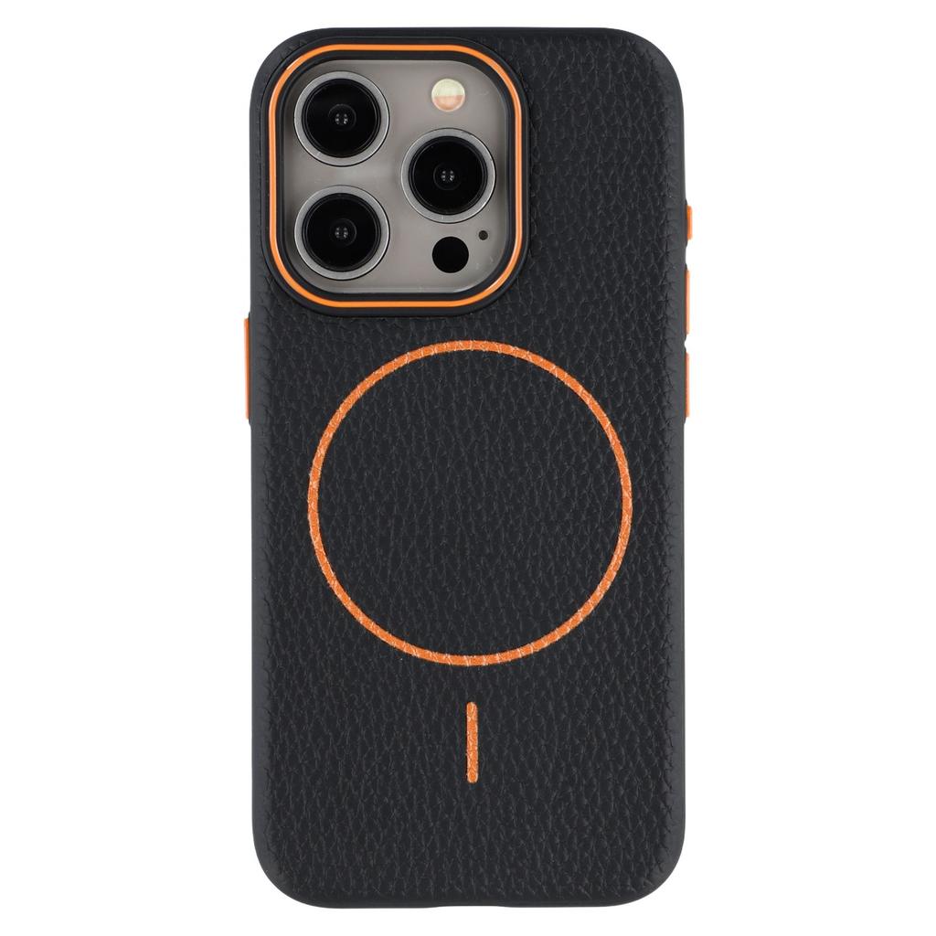 For iPhone 15 Pro Magnetic Case Litchi Texture TPU Phone Cover Compatible with MagSafe