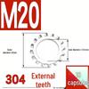 304 Stainless Steel External & Internal Tooth Lock Washer, Anti-Slip, Anti-Loosening, Size M6-M30