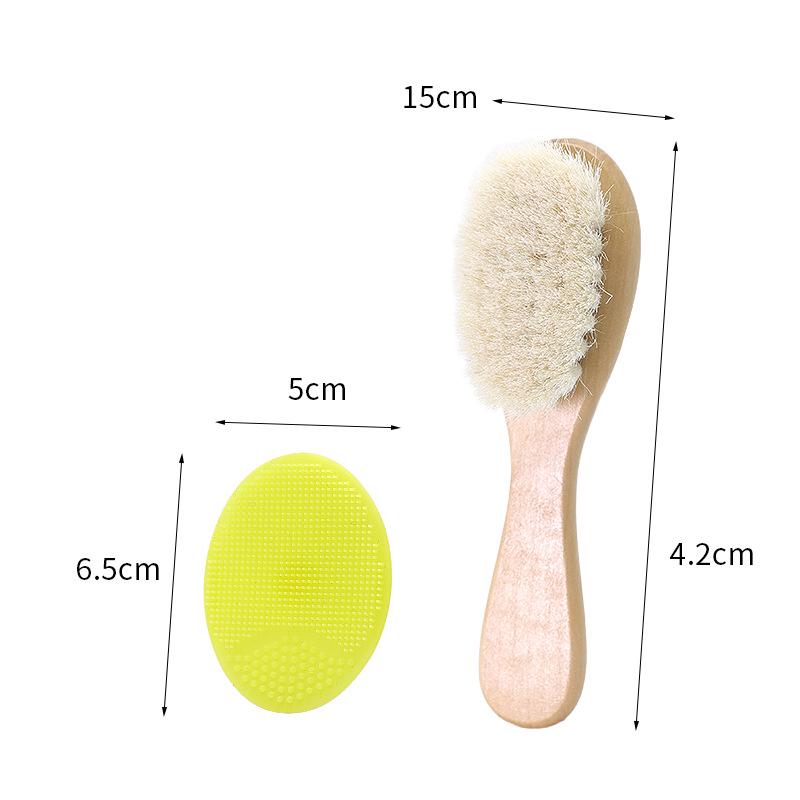 Baby Massage & Cleaning Set: Beechwood, Wool, Pearwood Brushes & Combs