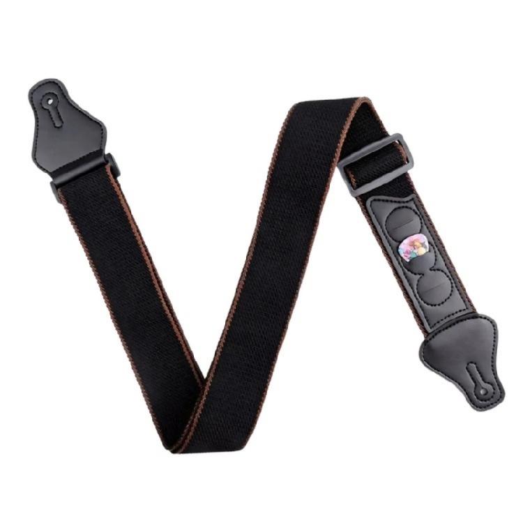 Adjustable Guitar Strap with Guitar Pick Holder for Guitar Bass 2 Inch Width Comfortable Cotton Guitar Shoulder Strap