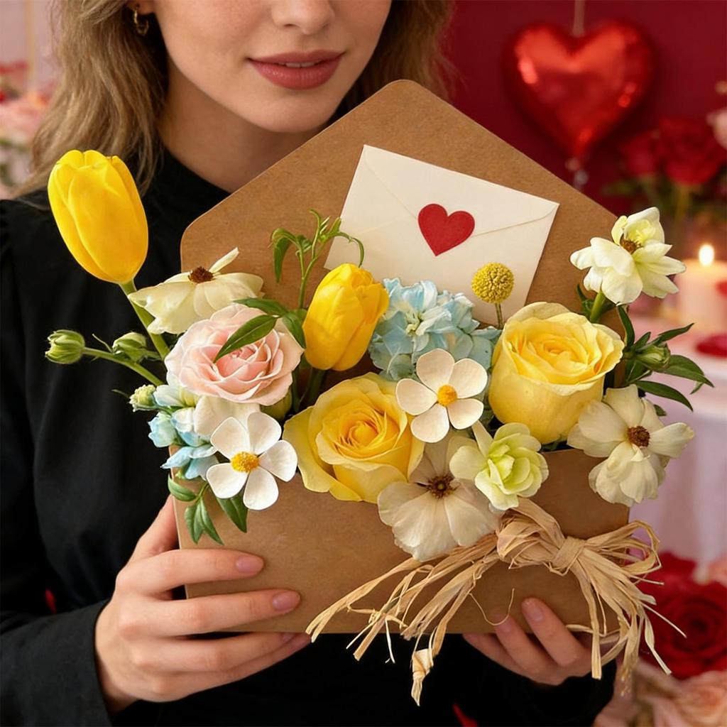 5pcs Arrangements Floral Boxes Valentine's Day Envelope Gift Box Folding Paper Wrapping Bag Florist Bouquet Envelope Boxes