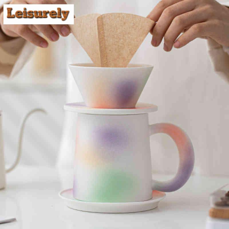 400ml Gradient Peach Blossom Coffee Filter Cups Espresso Filter Set Reusable Cone Pour Over Coffee Dripper Filters Accessorie