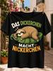 The Chubby One Takes a Nap Graphic Sping Cartoon Sloth Resting On a Green Tropical Leaf Cute GerUnisex  Unisex All TShirt