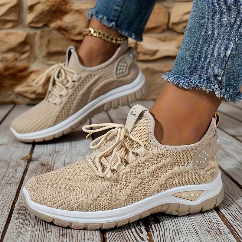 

Женские дышащие сетчатые спортивные туфли - Легкие низкие кроссовки для бега с амортизационной поддержкой, Удобные для любого сезона, Повседневные и износостойкие 36 бежевый