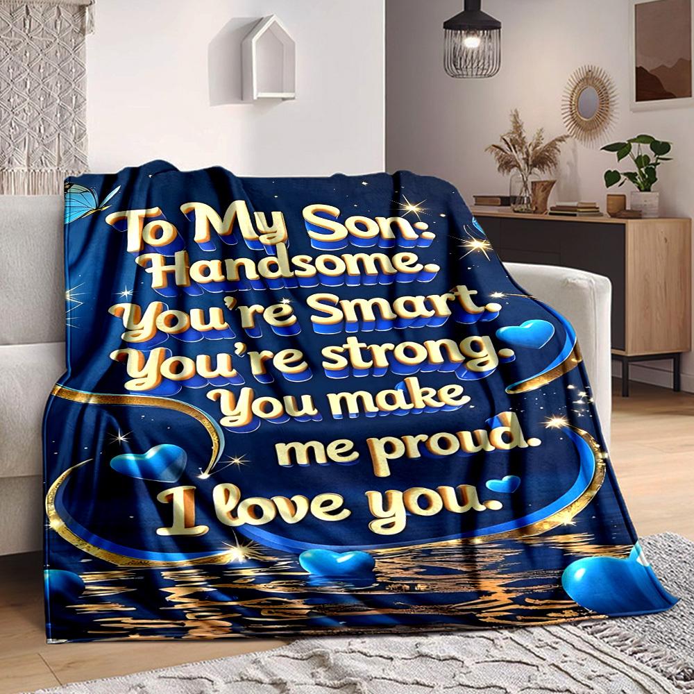 1PC Son Love Message Print Blanket, Soft Throw Blanket - Warm & Cozy for Couch, Bed, Office, and Travel yy250912187