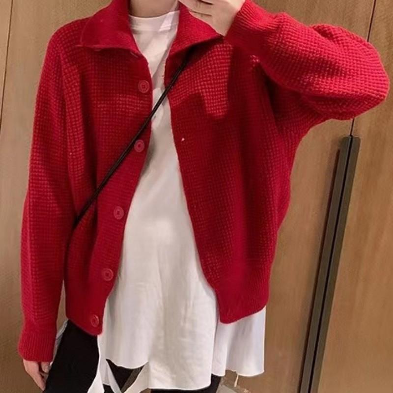Knitted Cardigan Women's Long Sleeve Turtle Collar Loose Casual Sweater