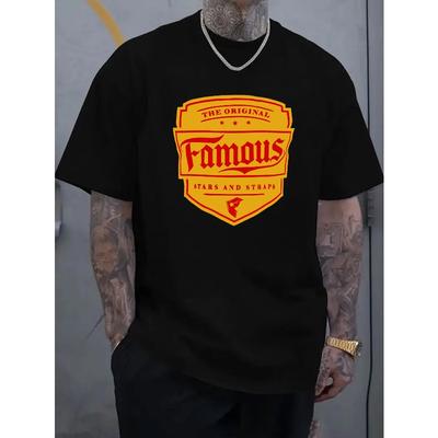 European Sizes Summer Men'S Casual T-Shirt with Ribbed Round Neck And Short Sleeves, Made from Knitted Fabric, Featuring Popular Patterns