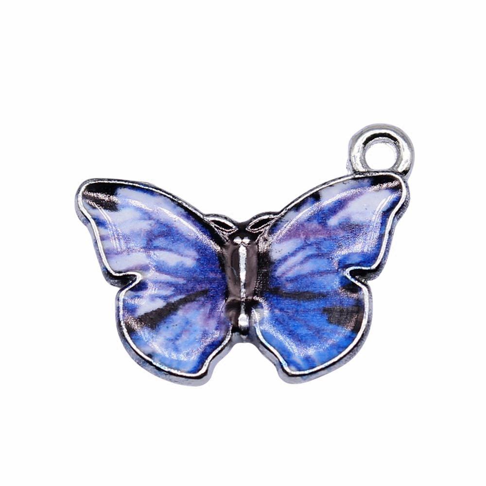 Enamel Charms Multi Color Butterfly Pendants For Floral Themed Jewelry