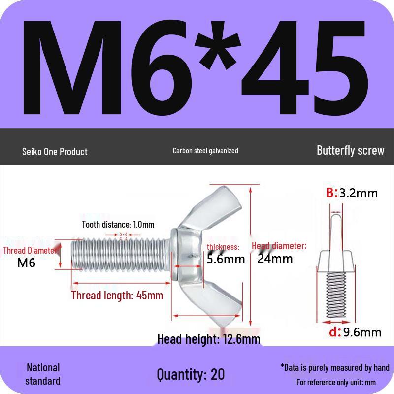 Verzinkter Kohlenstoffstahl Flügelschraube M4-M12