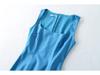 YPFF Trendy Women's Sleeveless Square Neck Slim Fit Dress Suit with Back Slit Skirt