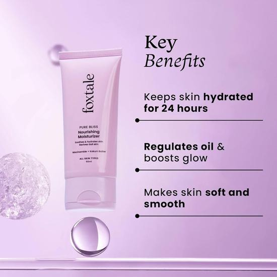 Foxtale Nourishing Face Moisturizer with Niacinamide for 24 Hr Hydration, Lightweight , Men & Women, All Skin Types, 50 Ml