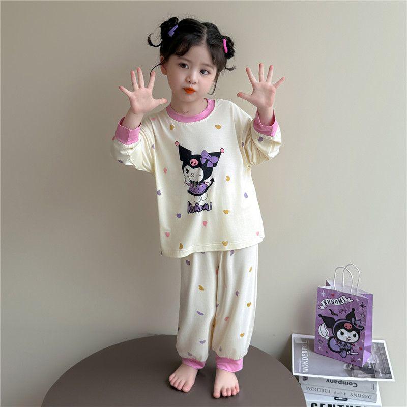 Girls' Thin Long-Sleeve Pajamas - Cute Princess Style, Spring/Autumn Homewear Set