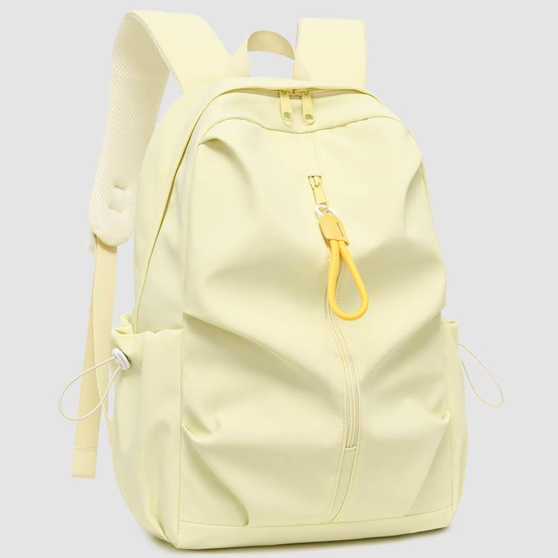 Solid Color Student Schoolbag Large Capacity Nylon Backpack