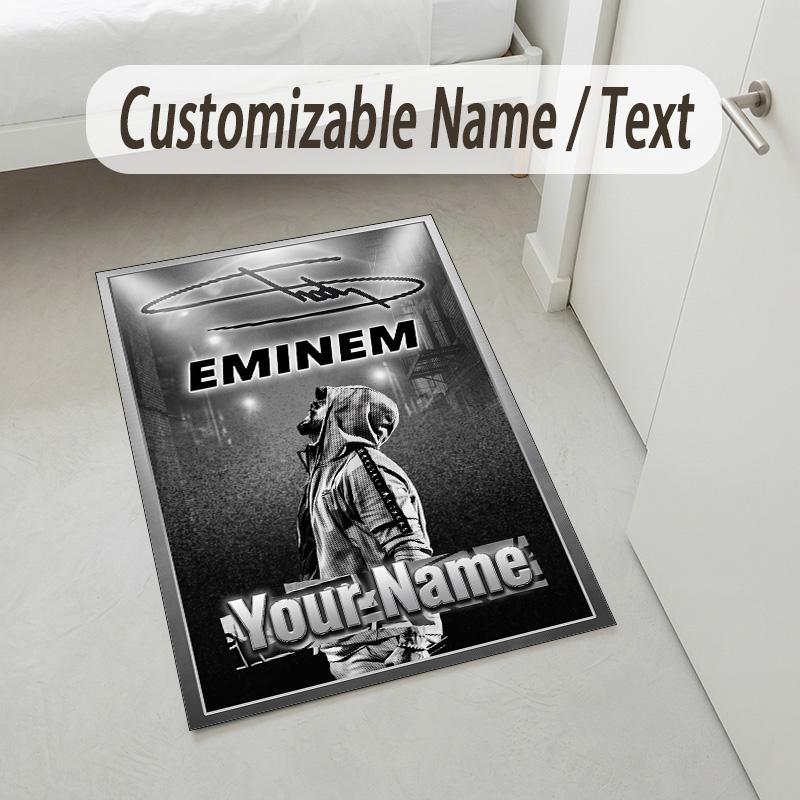 Personalized Crystal Velvet Carpet,Eminem Custom Printed Name, Plush Area Rug For Home Indoor Decor