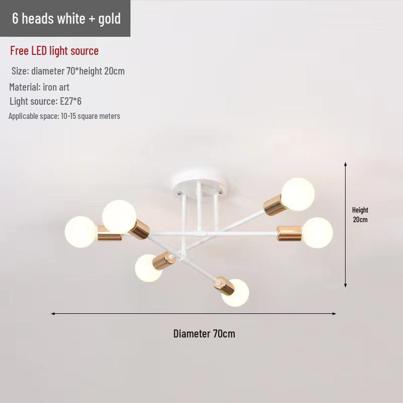 Nordic Iron Chandelier: Creative Small Ceiling Lamp for Living Room, Bedroom, or Restaurant