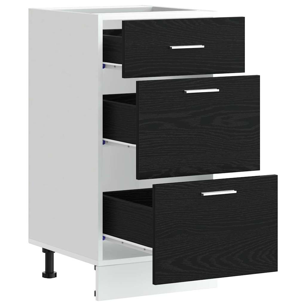 Kitchen Base Cabinet Black Oak Effect 40 x 46 x 81.5 cm