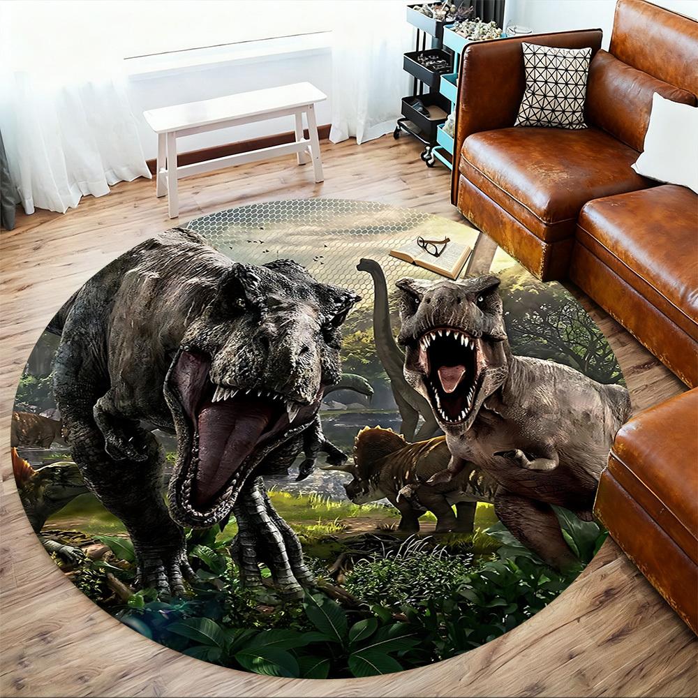 1pc Tyrannosaurus Rex Round Chair Mat Area Rug - Non-Slip, Floor Mat for Office, Bedroom, and Indoor Decor C1125336