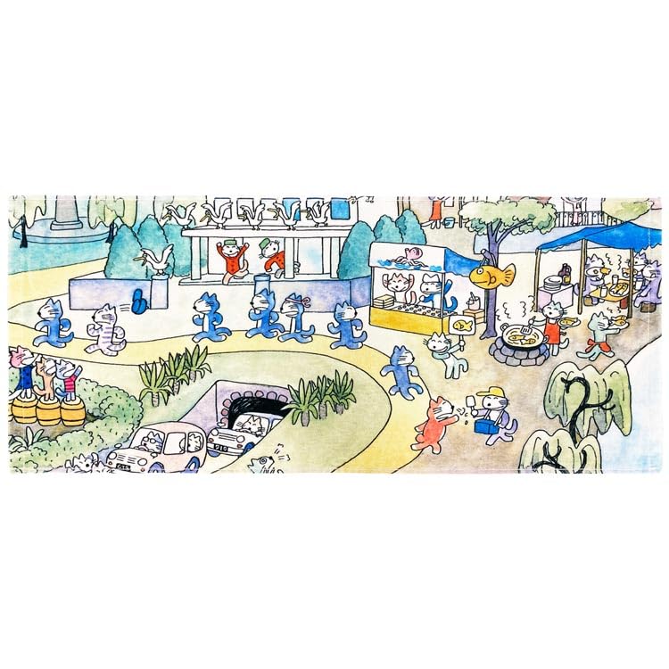 Hayashi Face 34 x 11 FN477500 Towel, approx. 80cm, Cats, Marathon,