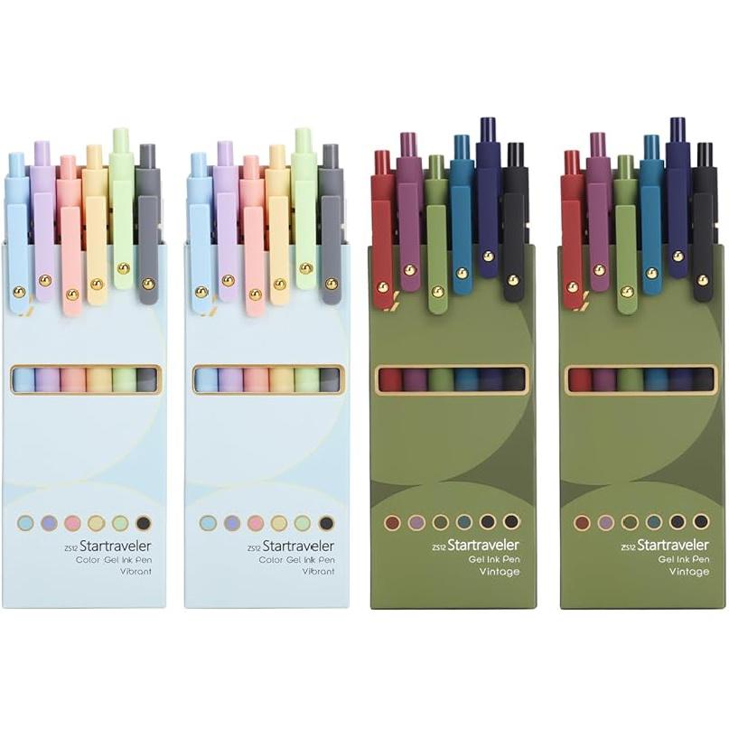 FIOVER Colored Pens, 6 Pack Colorful Gel Pens, Quick-Dry 0.7mm Medium Point for Journaling, Note Taking, Doodling, Aesthetic Office School Supplies,