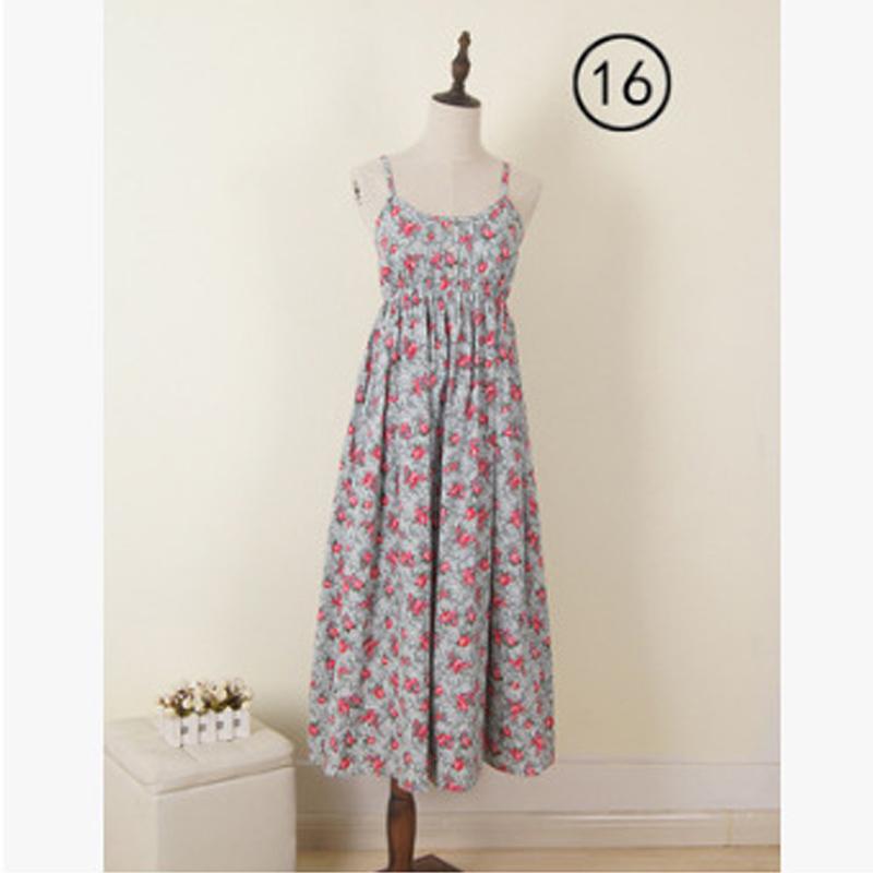 Johnature Summer Spaghetti Strap Sexy Loose Bohemia Beach Vacation Long Dresses Women High Waist Casual Dress