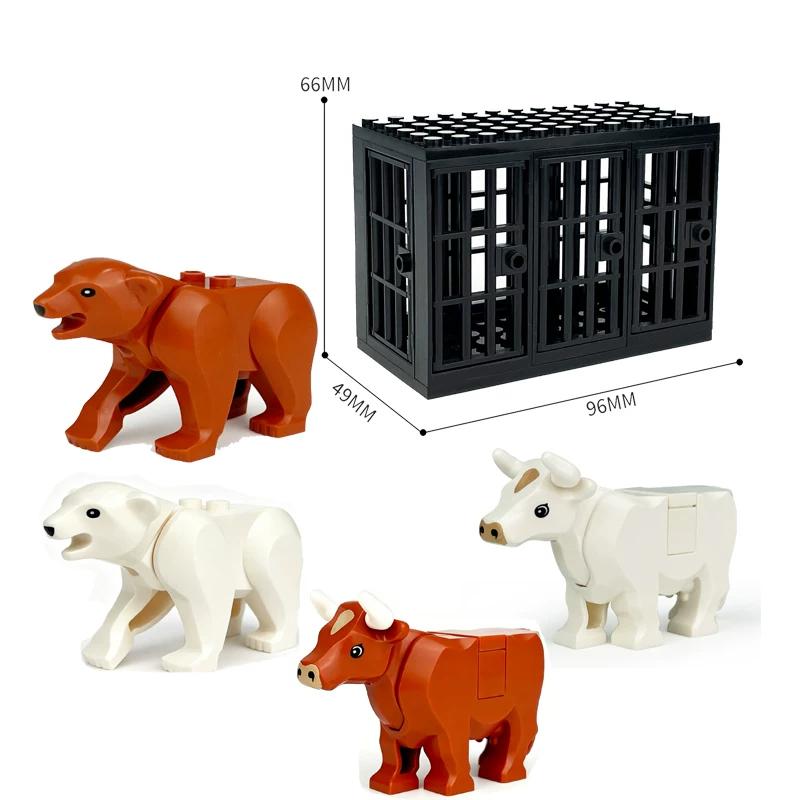 MOC Wild Animals Building Blocks Set Monkey Cow Bear Orangutan Leopard Snake Camel Mini DIY Model Compatible Bricks Kids Toy T19