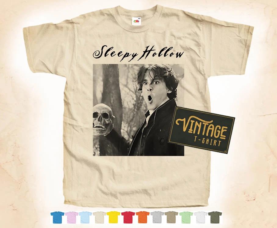 

Черная печать SLEEPY HOLLOW v1 Футболка Винтажный плакат 12 цветов S-5XL 4XL