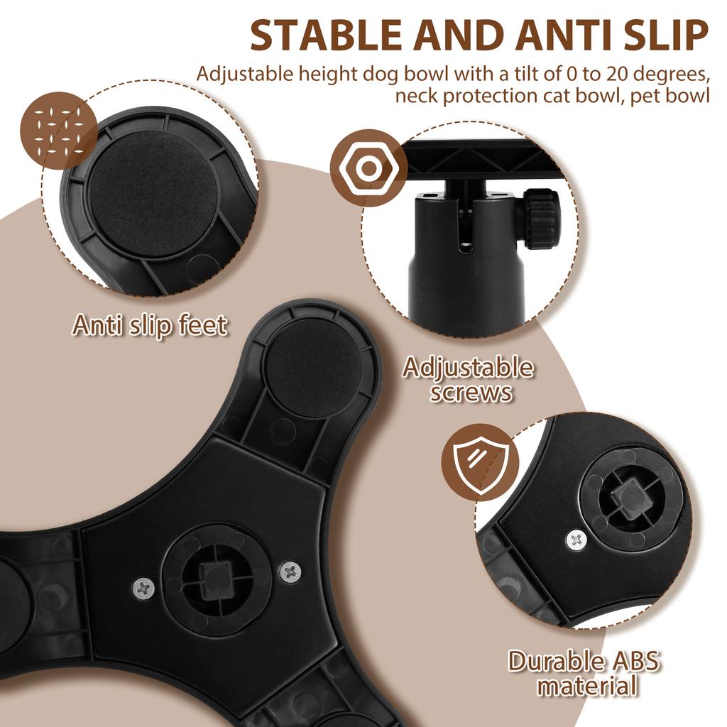 Katzenfutternapfständer mit Napf Höhenverstellbar PE Futterständer Geneigt Erhöht Hundenapf zum Trinken Rutschfest Schräger Nackenschutz