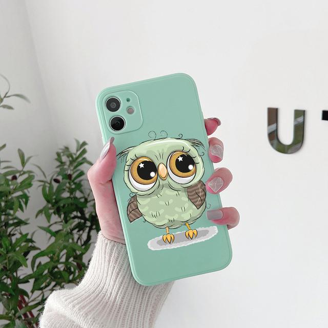 Cute Cartoon Animal Owl Case For Iphone Se2 Se3 2022 8 7 Plus X Xr Xs Soft Cover For Iphone 11 12 13 14 Pro Max Mini 14plus Capa