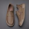 British Style Men Outdoor Slip On Loafers Genuine Leather Casual Business Shoes Flat Designer Walking Comfy Loafers Lazy Shoes
