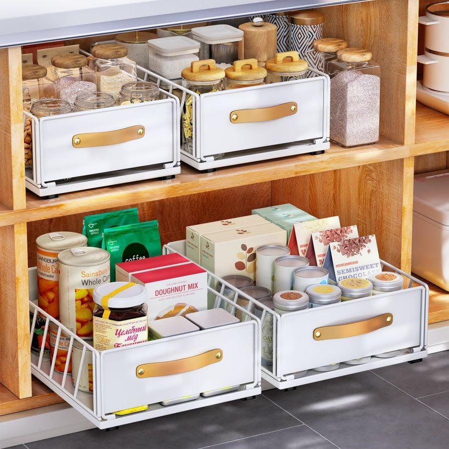 Under-Sink Pull-Out Spice Rack Drawer Storage System