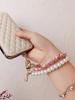 Camellia Pearl Mobile Phone Charm keychain Chain Girl Woman Cell Phone Case Fashion Pendant Key Strap Rope With Universal Clip