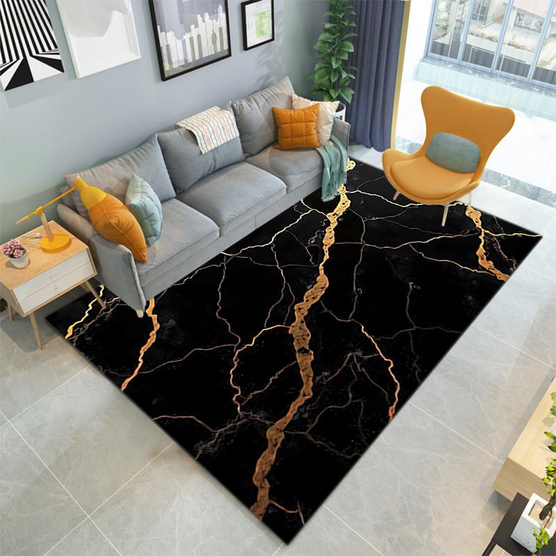 1PC Marble texture printed Carpet Rug for Living Room Bedroom Home Sofa Decoration,Non-slip Floor Mat Floor mat