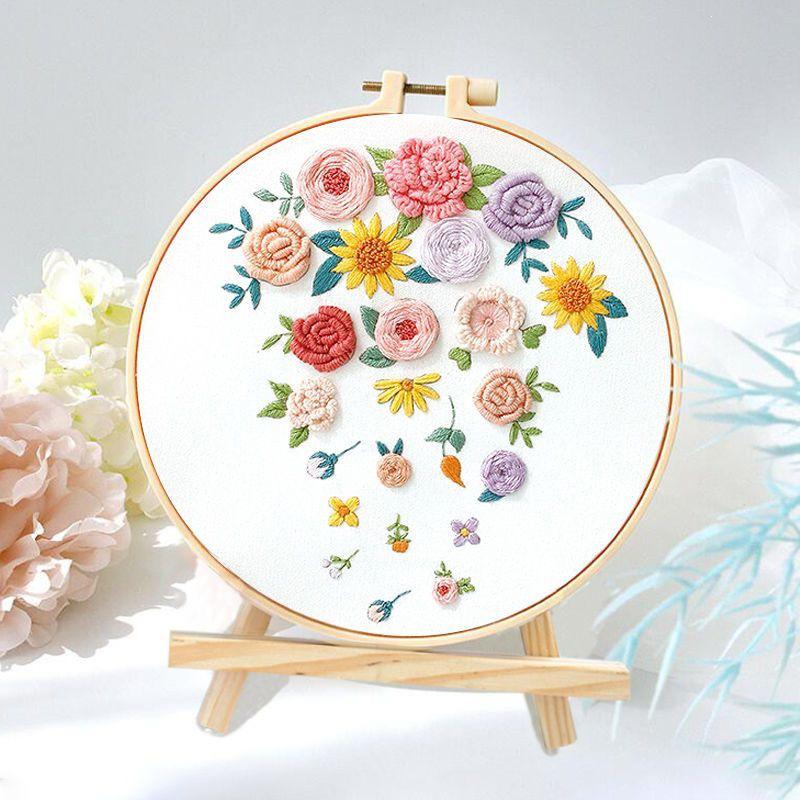 Beginner's Hand Embroidery Kit: Create Su Embroidery, Punch Needle, Ribbon Embroidery, and Cross-Stitch Items.