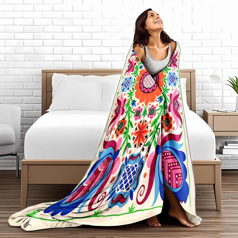 Colorful Floral Pattern Blanket with Bohemian Style for   Blanket, Suitable for Use In the Bedroom, Living Room, On the Sofa