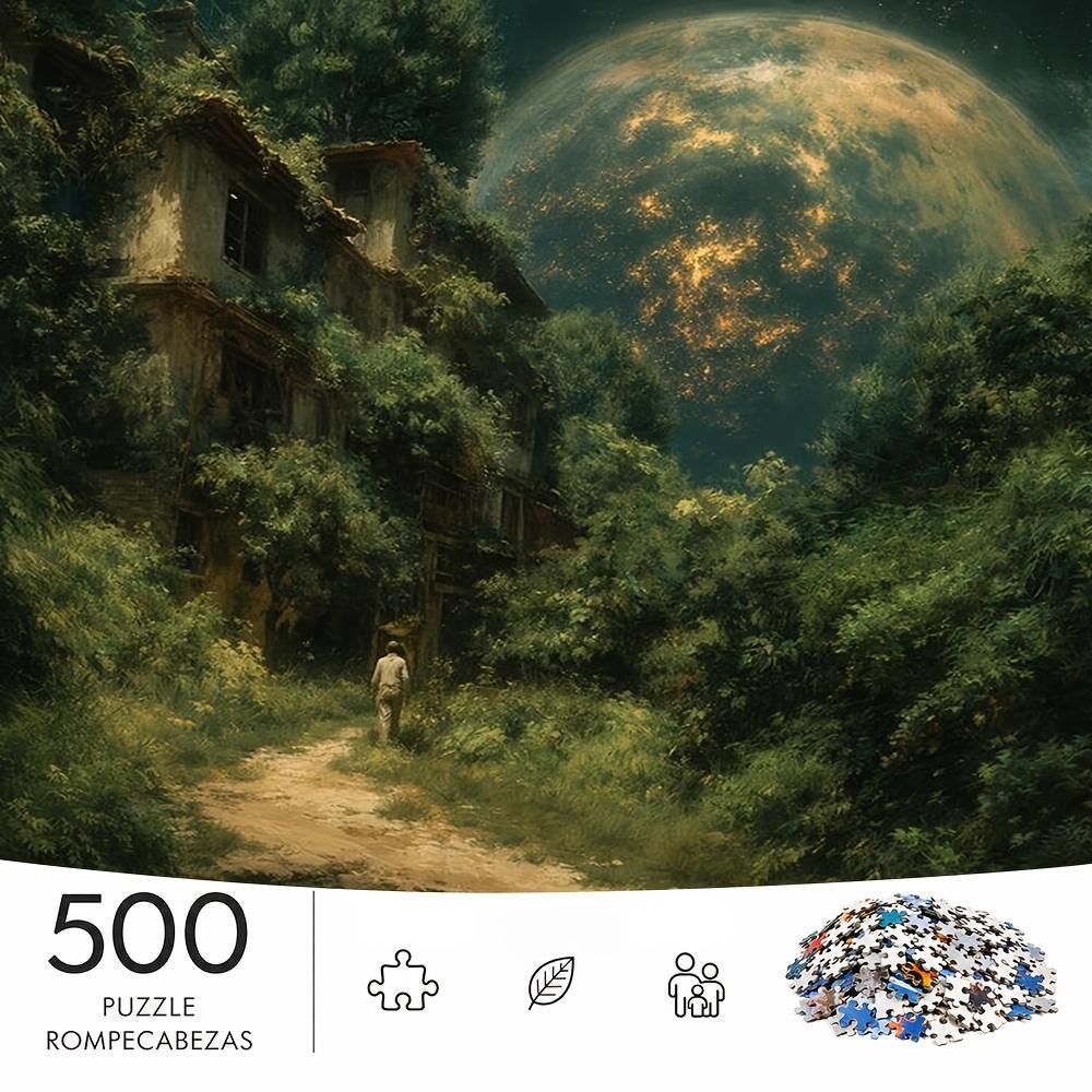 500pcs Advanced Jigsaw Puzzle Suitable for - Rectangular Brain with Golden Dome & Giant Moon, Portable Challenge for Decor, Wedding Gifts, Christmas/N