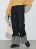Pants Turnback Wide Denim Pants BLACK S [Beams Heart] (S-M) Women's