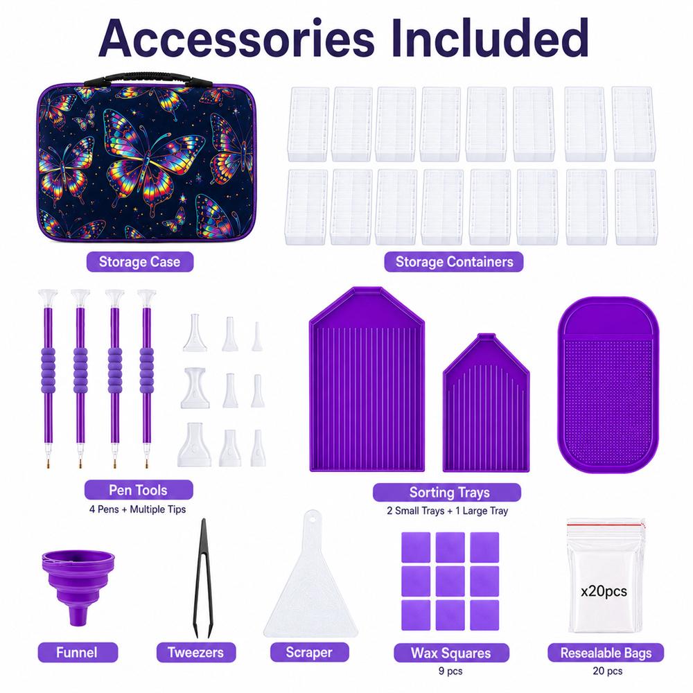 Diamond Painting Storage Kit Portable Bead Organizer Case with Containers Pens Trays Tweezers Wax and Accessories for DIY Crafts