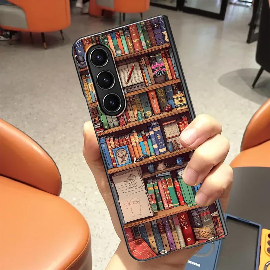 

Case for Samsung Galaxy ZFold3 Z Fold 7 6 5 4 3 ZFold4 ZFold5 ZFold6 ZFold7 Back Phone Cover Cartoon Bookshelf Print Galaxy Z Fold3 5G