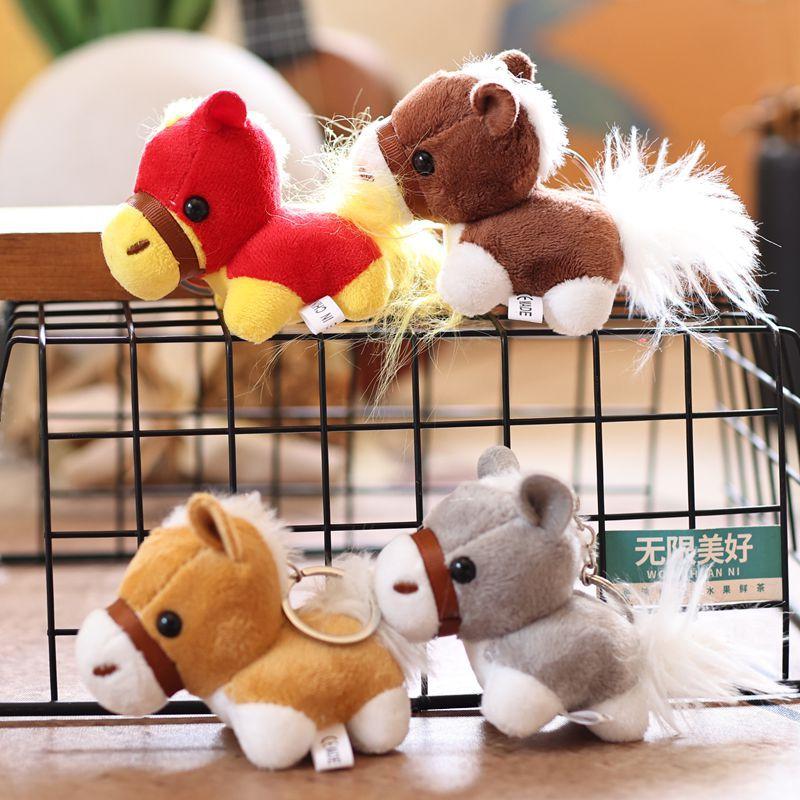 2026 Chinese New Year Mascot Horse Keychain Cartoon Simulation Pony Plush Doll Pendant Cute Bag Hanging Ornament Couple Gifts