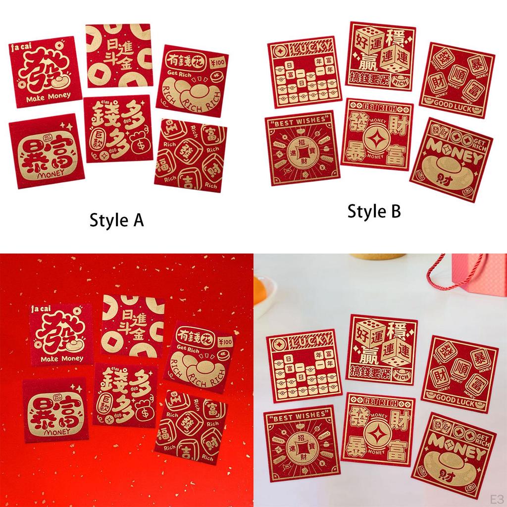 6 Pieces Chinese Red Envelopes Packets Hong Bao Spring Festival Supplies for Wedding